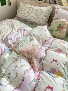 1 件亲肤透气羽绒被套，吸湿排汗柔软质地，耐用可水洗不褪色抗菌加厚保暖被套，适用于卧室、客房、宿舍、儿童房，四季皆宜 - 曼妙花語 - 查看 10