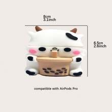 Boba Tea Cow Panda Case Compatible With Airpods 1&2,Pro Second Generation,Soft Silicone 3D Cute Funny Cool Fun Cartoon Character Kawaii Fashion Cover With Keychain Compatible With Apple Air Pod Gen 2 & 1, Cow/Panda