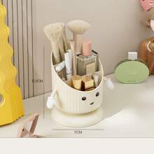1pc Makeup Brush Storage Box,  Desktop Storage Box, Cosmetics Organizer For Vanity And Bathroom Desk Storage Organization, Plastic Pen Holder, Multi Slots Make Up Brushes Cup, For Storage Stand For Cosmetics Painting Pen Eyeliner Or On The Vanity - Beige - View 15