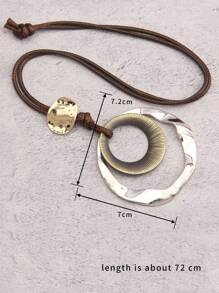 1 pieza Collar de aro grande asimétrico plano de doble color de aleación, cadena larga minimalista y de moda, regalo de Navidad para mujeres