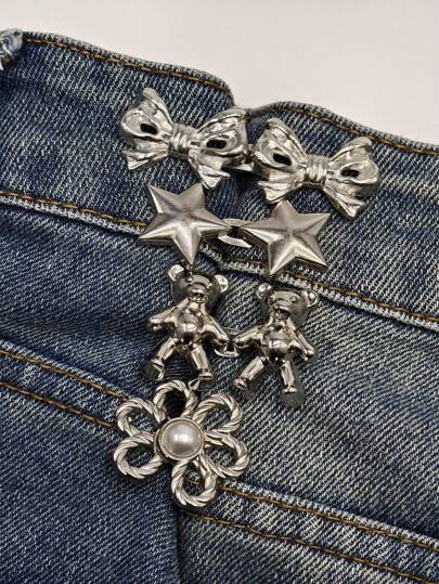 8pcs/4Pairs Detachable & Seam-Free Waistband Fastener - A Professional Tailoring Tool For Waist Reduction, This Multi-Functional Buckle Not Only Works For Jeans & Curtains, But Can Also Be Used As A Magic Solution For Fixing The Waistband Of Any Pants, Making Them Fit Better, Featuring The Classic Flower Petal Design, This Buckle Is Also Adjustable To The Desired Size.