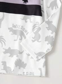 3pcs/Set Young Boy Casual Long Sleeve T-Shirt With Dinosaur Pattern, Cool