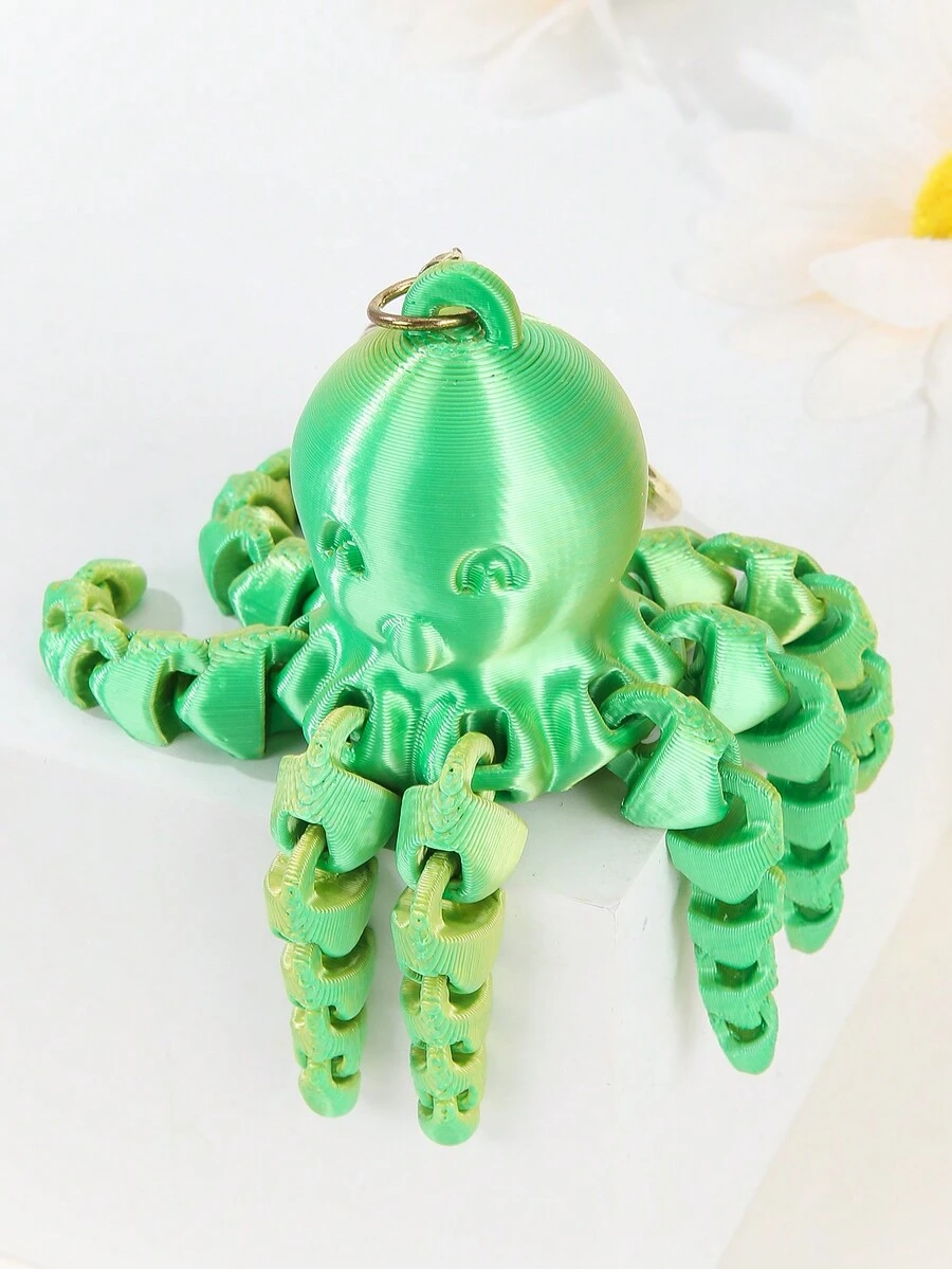 Llavero con colgante de tela con diseño de medusa impreso en 3D, para uso diario - Verde - Ver 1