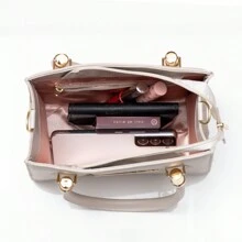 Women's Medium Square Crossbody Bag Modern Basic Shoulder And Hand Bag - Màu be - Xem 5