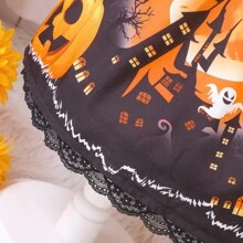 Vestido estampado de abóbora para meninas adolescentes Halloween Elements Holiday, primavera/outono