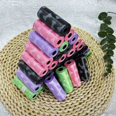 90-Pack Bone-Printed Dog Waste Bags, Leak-Proof Pet Poop Bags With Easy-Tear Design - Durable Polyethylene Material, 4.41LB Load Capacity For Outdoor Pet Waste Cleanup