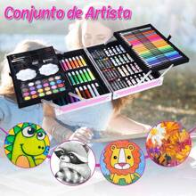 Set de Arte Profesional ,Kit de Dibujo 145 Piezas, Juego de Dibujo con Plumones, Colores, Pinturas, Aquarelas y Crayolas,Maletín Plegable de Aluminio, Ideal Regalo para Niños, Suministros de Arte Escolar, Estudiantes, Principiantes y Artistas