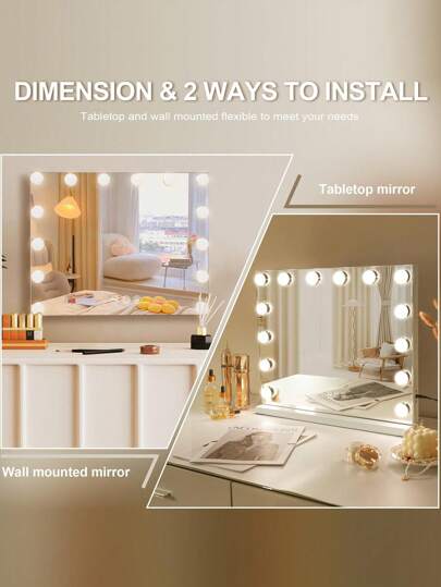 FENCHILIN Hollywoo Spiegel Lighting 14 Dimmer LED Lights Make Up Temperatures Touch Control Makeup Dressing Tafel 50 42 Cm Wit view 4