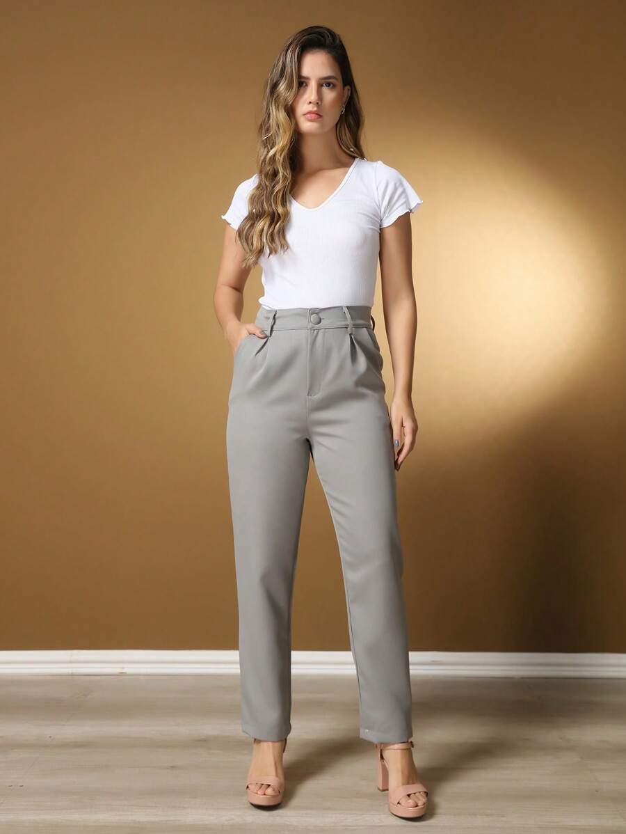 Women's Pants/Tailor Pants/Basic Pants/Elegant Pants/Skinny Pants/Blogger Pants/Fashion Pants - 灰色 - 查看 1