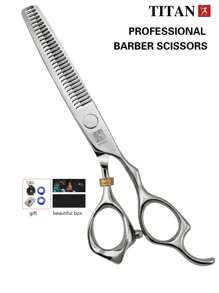 TITAN HIRLD Professional Hairdressing Scissors, 5.5" 6" Flat Shear & Thinning Shear, Japanese 440C Stainless Steel, Includes 2 Finger Rings, 1 Adjustment Plate, 1 Cleaning Cloth (All Accessories Random Color) - Silver - View 14