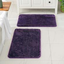 Set Of 2 Non Slip Shaggy Bathroom Rugs Extra Thick Soft Bath Mats Plush Microfiber Absorbent Water For Tub Shower Machine Washable (Dark Purple, 24x44 Inches) - 深紫色 - 查看 1