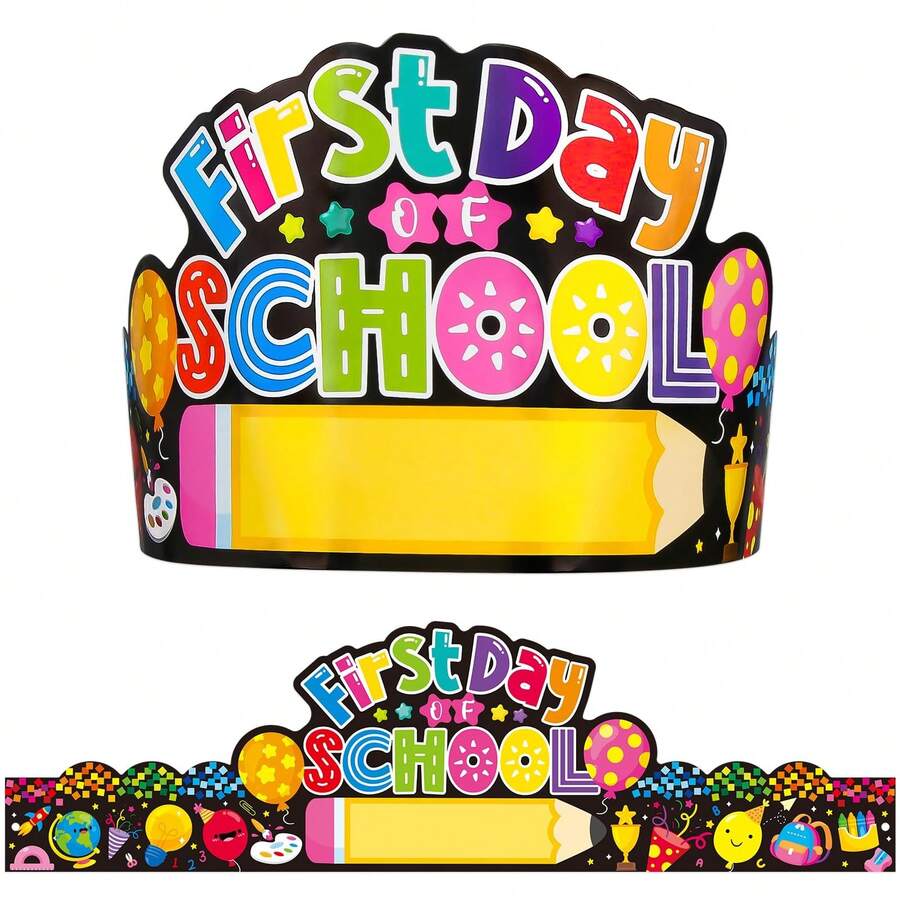 36pcs/Set Back To School Crown Paper Hats Pre-School Party Supplies - Різнокольоровий - Переглянути 1