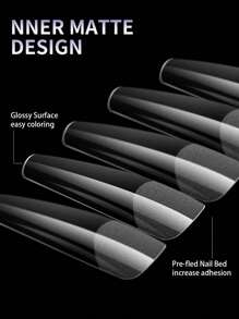 240 pegatinas de uñas de gel suave, pegatinas de uñas postizas de cobertura total semi-mate, en forma de almendra, cuadrada, ataúd y punta francesa, diseño de parte delantera delgada y parte trasera gruesa para un ajuste , extensión de gel removible, suministros de arte de uñas postizas, adecuado para mujeres y niñas para manicura DIY