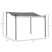 10' X 10' Steel Outdoor Pergora Pavilion, Terrace Canopy With Weatherproof Fabric And Drainage Holes, For Backyard Swimming Pool Deck Garden, Gray - Grey - View 3