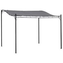 10' X 10' Steel Outdoor Pergora Pavilion, Terrace Canopy With Weatherproof Fabric And Drainage Holes, For Backyard Swimming Pool Deck Garden, Gray - Grey - View 2