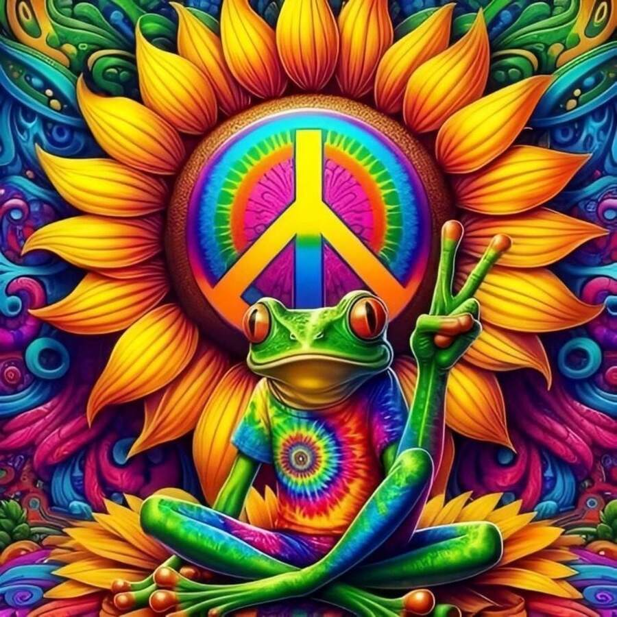 1 bức tranh kim cương tròn nhiều màu DIY họa tiết con ếch thêu chữ thập treo tường trang trí, thích hợp cho người mới bắt đầu và người yêu thích thủ công, đồ trang trí thiết yếu cho phòng khách, phòng ngủ, phòng học và các không gian trong nhà khác - Nhiều màu - Xem 1