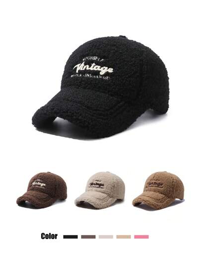 1 pieza Gorra de béisbol con forro polar, multicolor y talla grande para mujer, gorra Snapback gruesa y cálida para deportes al aire libre, moda y streetwear en otoño e invierno