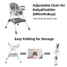 UBRAVOO Foldable Baby High Chair 6 Months Plus, With Large Antislip Pad & ToyRack, Easy To Clean Feeding
