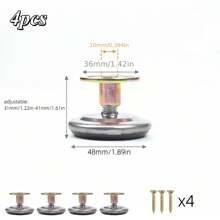 4 piezas Patas niveladoras de muebles con rosca, niveladores de patas de muebles ajustables, base elevada autoadhesiva con rosca atornillada para mesas, armarios, sofás, sillas, estanterías - Plateado - Ver 7