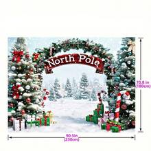 Holiday Magic "Snow Wonderland Christmas Background -1 Piece Of Polyester Photography Background With Pine Trees And The North Pole, Suitable For Holiday Portraits And Party Decorations Winter Wonderland Decoration,Christmas - Multicolor - View 3