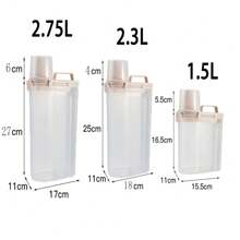 Dispenser para Alimentos 2,75L grãos cereais Tampa Com Trava pote hermético Copo Medidor Multiuso BC-11/BC-12/BC-13 - Bege - Visão 3