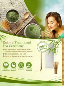 1/4 件抹茶茶具套装，包括抹茶搅拌器、传统勺子、抹茶配件 - 非常适合抹茶准备，适用于圣诞节、办公室、客厅和茶馆、厨具和用品，抹茶套装返校 - 彩色 - 查看 4