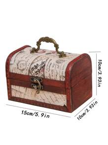 1 pièce Boîte à bijoux en bois, boîte de rangement à bijoux de conception vintage pour la maison