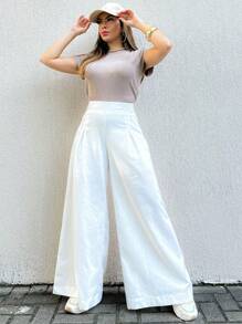 EMILI LLANAMODA Women's Mykonos Cambric Wide Leg Pants - 白色 - 查看 1