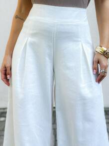 EMILI LLANAMODA Women's Mykonos Cambric Wide Leg Pants - 白色 - 查看 3