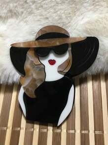 1pc Cartoon Holiday Girl With Long Hair Acrylic Brooch Dress Accessories Pin For Clothes Bag Charm School Office Accessories Shirts Jacket Jewelry Halloween Clothes Pin Funny Cute Teacher Gifts00 Costume Accessories Bag Charms