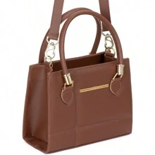 Women's Medium Square Crossbody Bag Modern Basic Shoulder And Hand Bag - Camel - Ver 4