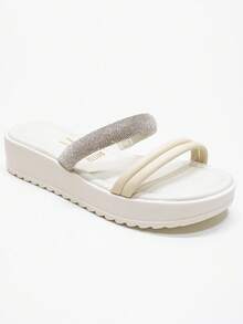 Women's Papete Sandal Low Heel With Glitter Straps Vizzano Strass Flat Platform - trắng - Xem 2