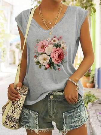 Elegant Sleeveless V-Neck Tank Top, Fashionable Summer New Arrival