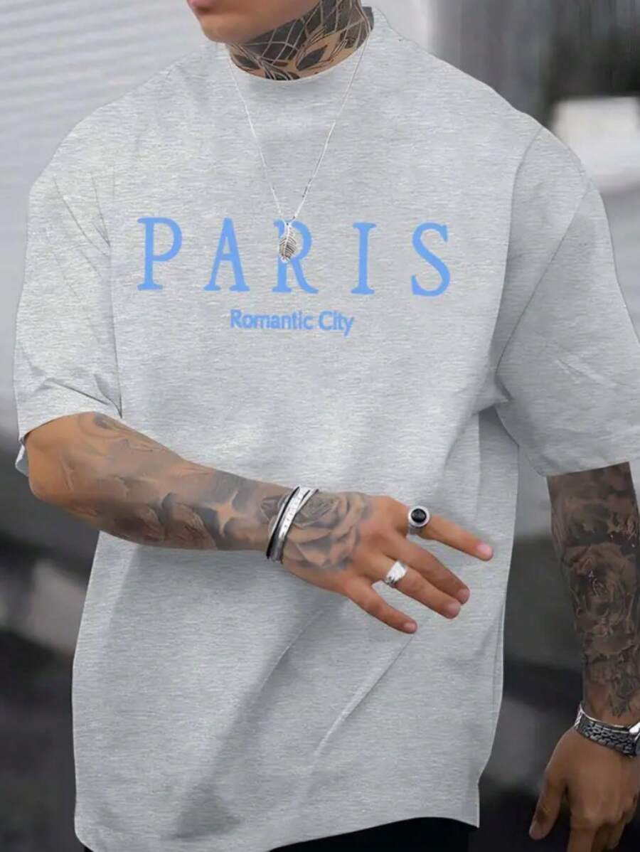 Men's T-Shirt Paris Romantic City Cotton Premium Shirt - Xám - Xem 1