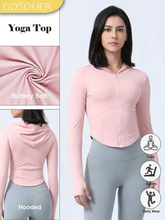 GOSOUER Damska kurtka do ćwiczeń na świeżym powietrzu z kapturem i otworem na kciuk. Kurtka do ćwiczeń na świeżym powietrzu