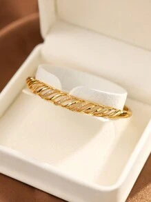 1/2/3 Chiếc Vòng Tay Trang Trí Hình Học Cổ Điển Sáng Bóng Mở Lỗ Hình Học Đính Đá Cubic Zirconia Có Đường Kính 60mm Có Thể Mở, Thích Hợp Cho Phụ Nữ Đeo Hàng Ngày, Không Bao Gồm Hộp - Vàng - Xem 3