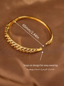 1/2/3 Chiếc Vòng Tay Trang Trí Hình Học Cổ Điển Sáng Bóng Mở Lỗ Hình Học Đính Đá Cubic Zirconia Có Đường Kính 60mm Có Thể Mở, Thích Hợp Cho Phụ Nữ Đeo Hàng Ngày, Không Bao Gồm Hộp - Vàng - Xem 5