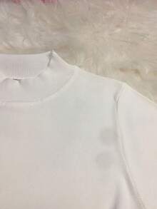 Modal Turtleneck T-Shirt For Summer, Icy Fabric, One Size 36 To 42. - 白色 - 查看 1