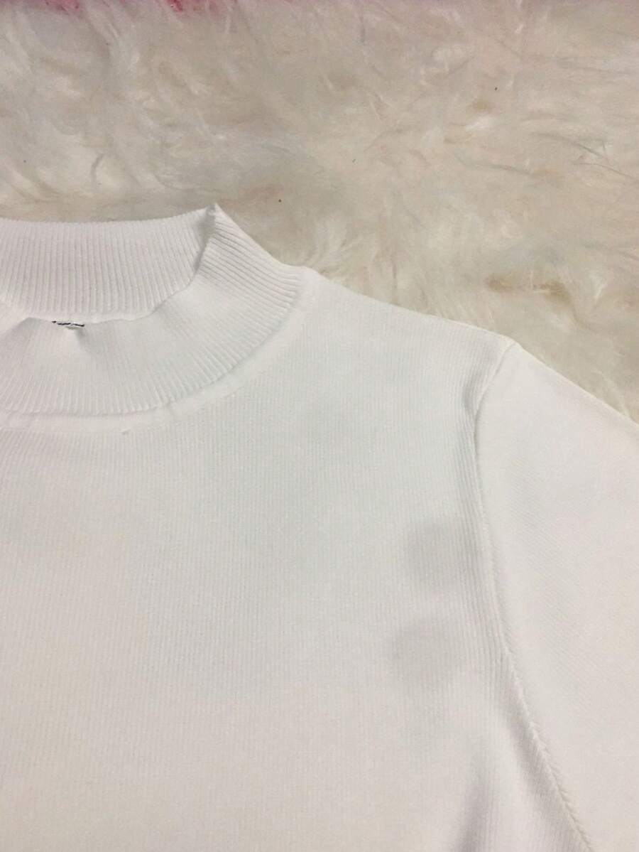 Modal Turtleneck T-Shirt For Summer, Icy Fabric, One Size 36 To 42. - 白色 - 查看 1