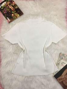Modal Turtleneck T-Shirt For Summer, Icy Fabric, One Size 36 To 42. - 白色 - 查看 2