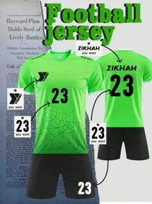 Uniforme de fútbol personalizado con pantalón corto de manga corta, conjunto deportivo para hombre estilo novio - Verde - Ver 1