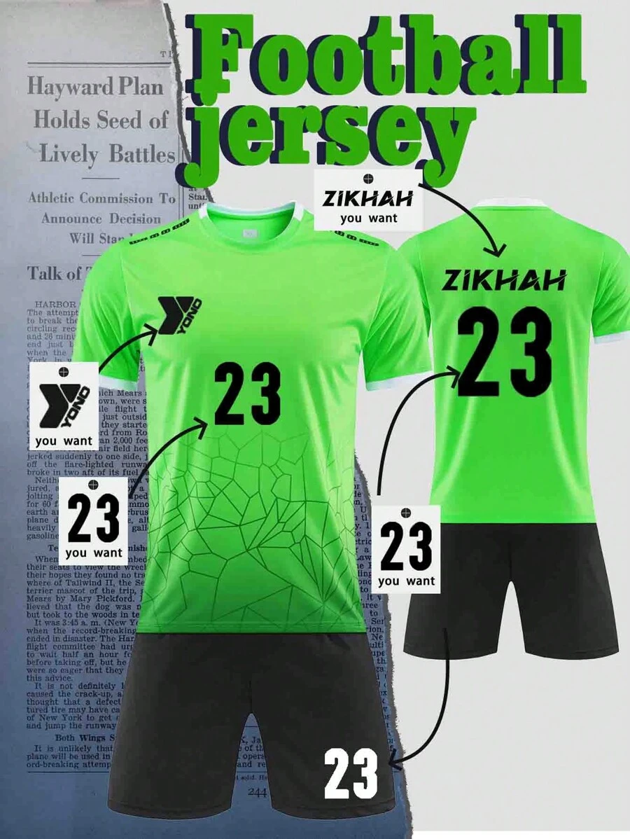 Uniforme de fútbol personalizado con pantalón corto de manga corta, conjunto deportivo para hombre estilo novio - Verde - Ver 1
