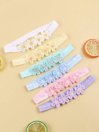 6 piezas Diademas de flores de colores para niños, transpirables y cómodas para uso diario, ideales para el Día de San Valentín