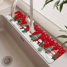 1 件圣诞印花吸水速干垫，防水防滑，适用于浴室、厨房、农场和办公室、水龙头装饰 - 彩色 - 查看 17