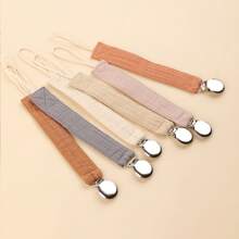 1 件双层皱褶面料时尚印花婴儿奶嘴夹和不锈钢奶嘴夹，适合日常使用 - 彩色 - 查看 4