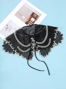 1pc Women Fashion Palace-Style Retro Floral Embroidered Detachable Collar For Dating Party Outfits Accessories Women - Black and White - View 19
