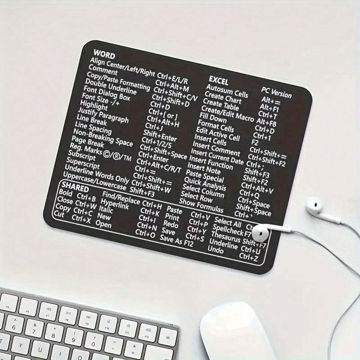 1pc keyboard shortcuts mouse pad for microsoft word and excel pc