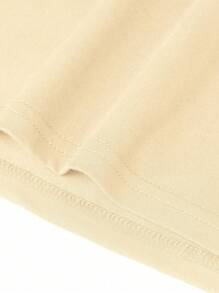 1pc Tween Girl Casual Printed Round Neck Short Sleeve T-Shirt, Summer Youth Clothing,Graphic Tee - 杏色 - 查看 5