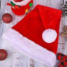 1 件套圣诞老人帽，圣诞节，红色天鹅绒圣诞老人帽，适合圣诞派对、礼物、新年假期派对用品，圣诞帽：成人圣诞帽 - 女士和我的圣诞帽