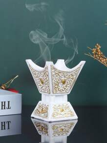 1件/套创意卧室香炉，金属盖中东香炉装饰，香薰扩散器，驱蚊香盒，家居装饰，房间装饰，瑜伽室，露营，花园，露台，经典烛光晚餐道具，装饰品 - 白色 - 查看 15